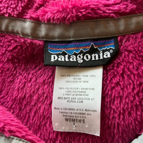 PATAGONIA Re-Tool Hoody Hoodie Synchilla Fleece Pink Gray Sz L - Picture 5 of 5